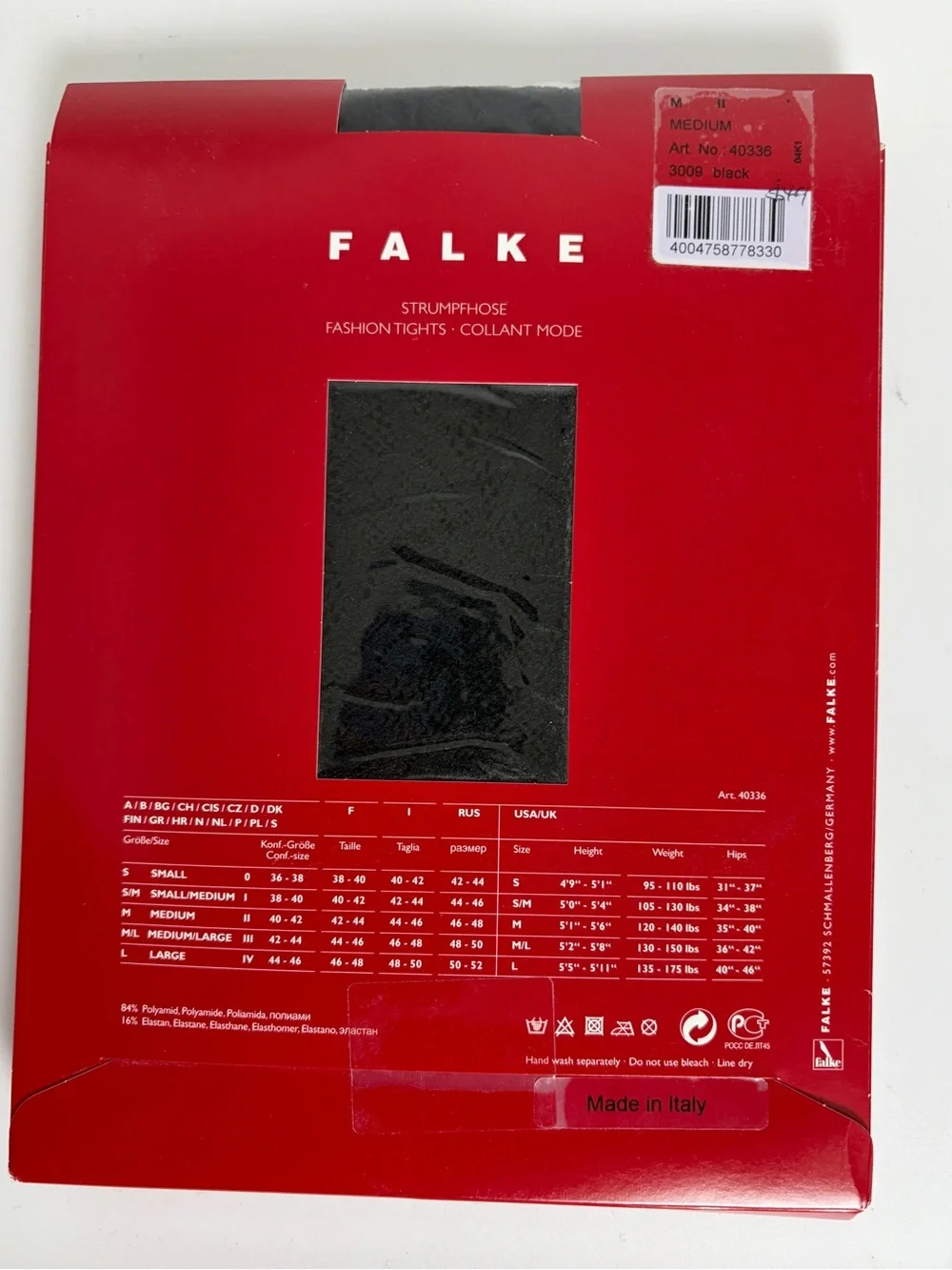 FALKE Luxury Floral Lace Patterned Tights in Black; Size M; Free Shipping!